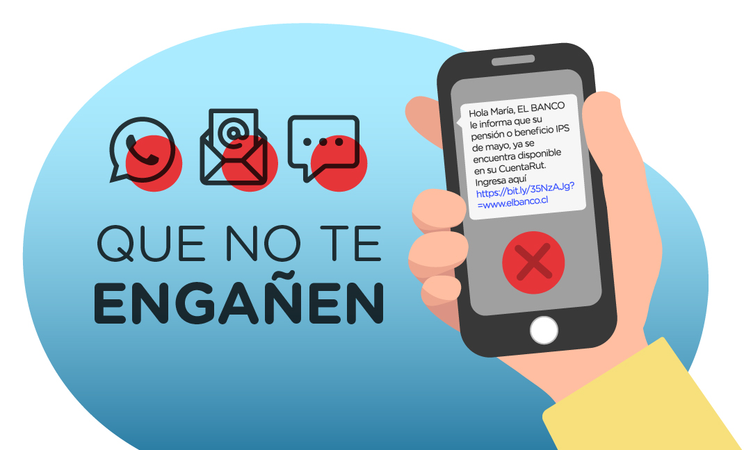celular en una mano, con texto "que no te engañen"