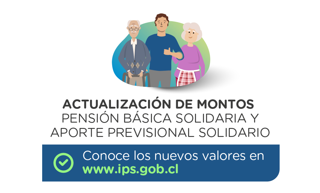 adulto y adulta, mayores, y joven, que representan a beneficiarios del Pilar Solidario.