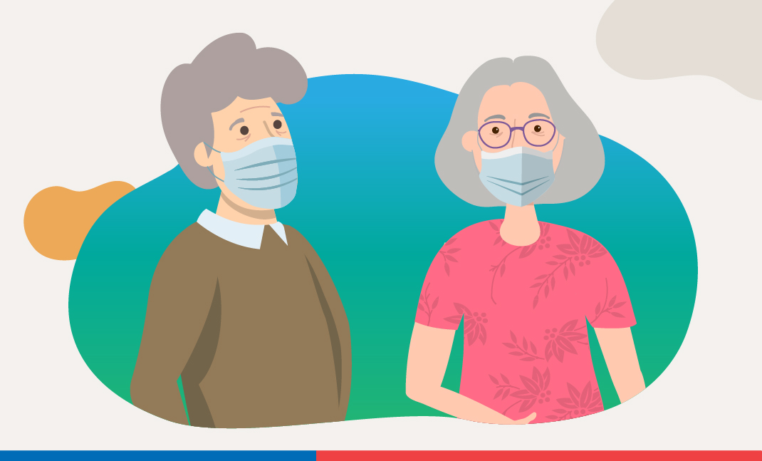 Pareja de abuelitas con mascarilla