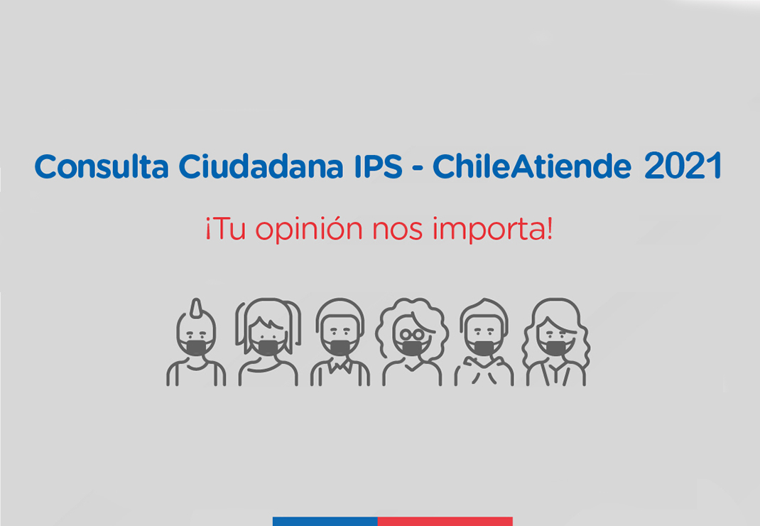 Íconos diferente grupo etáreo más texto Consulta Ciudadana IPS-ChileAtiende 2021 y Tu opinión nos importa.
