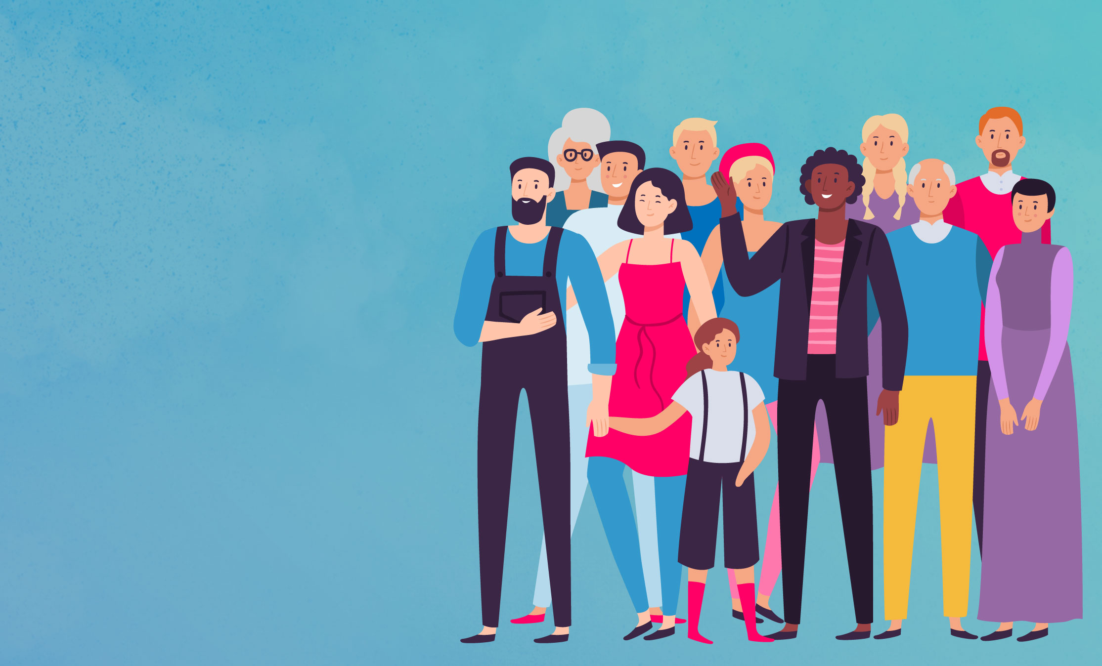 Grupo de personas diferentes edades y género.